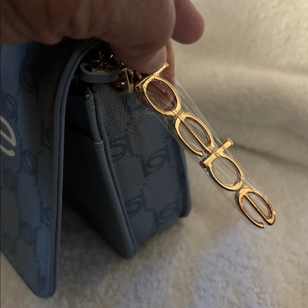 Bebe Sky Blue Clutch with Gold Accents - Picture 5 of 5